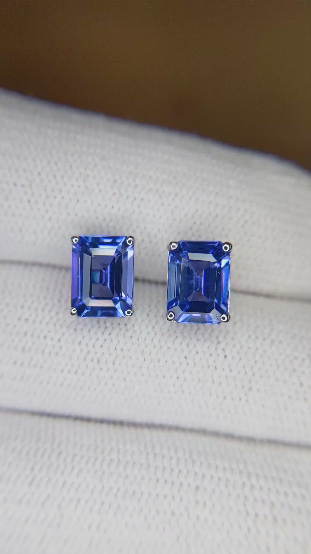 2.60&nbsp;Ct.Tw.Total Carat Weight Violet Tanzanite Studs Earrings, 14K White Gold Size Video