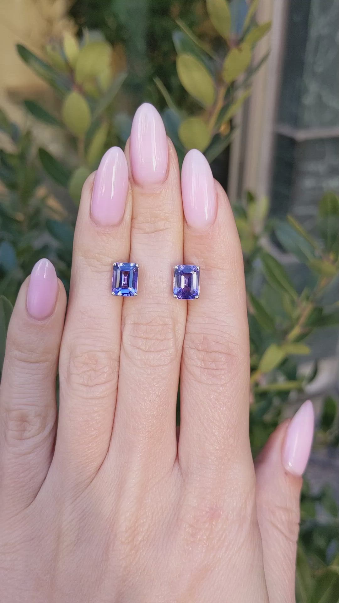 2.60&nbsp;Ct.Tw.Total Carat Weight Violet Tanzanite Studs Earrings, 14K White Gold Size Video