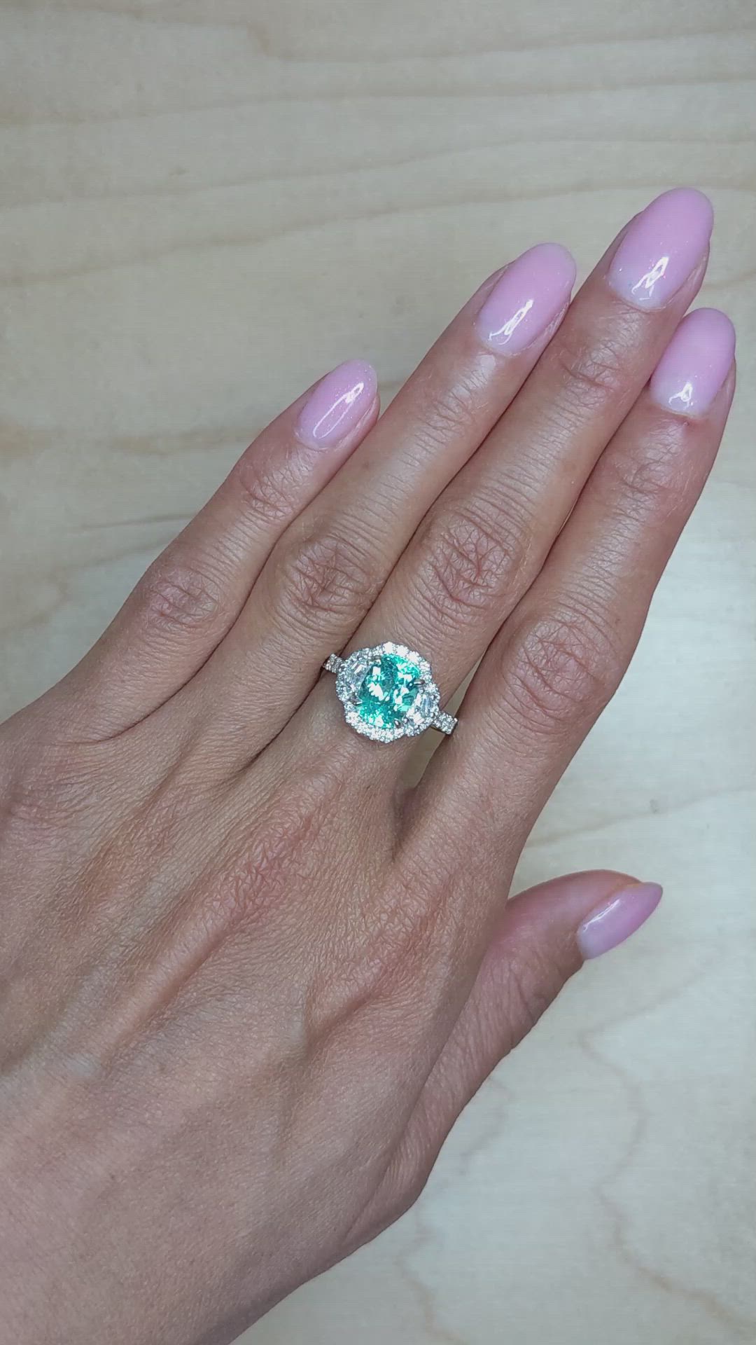 2.32 Ct. Paraiba Tourmaline Natural Diamond Pave Ring, 18K White Gold Size Video