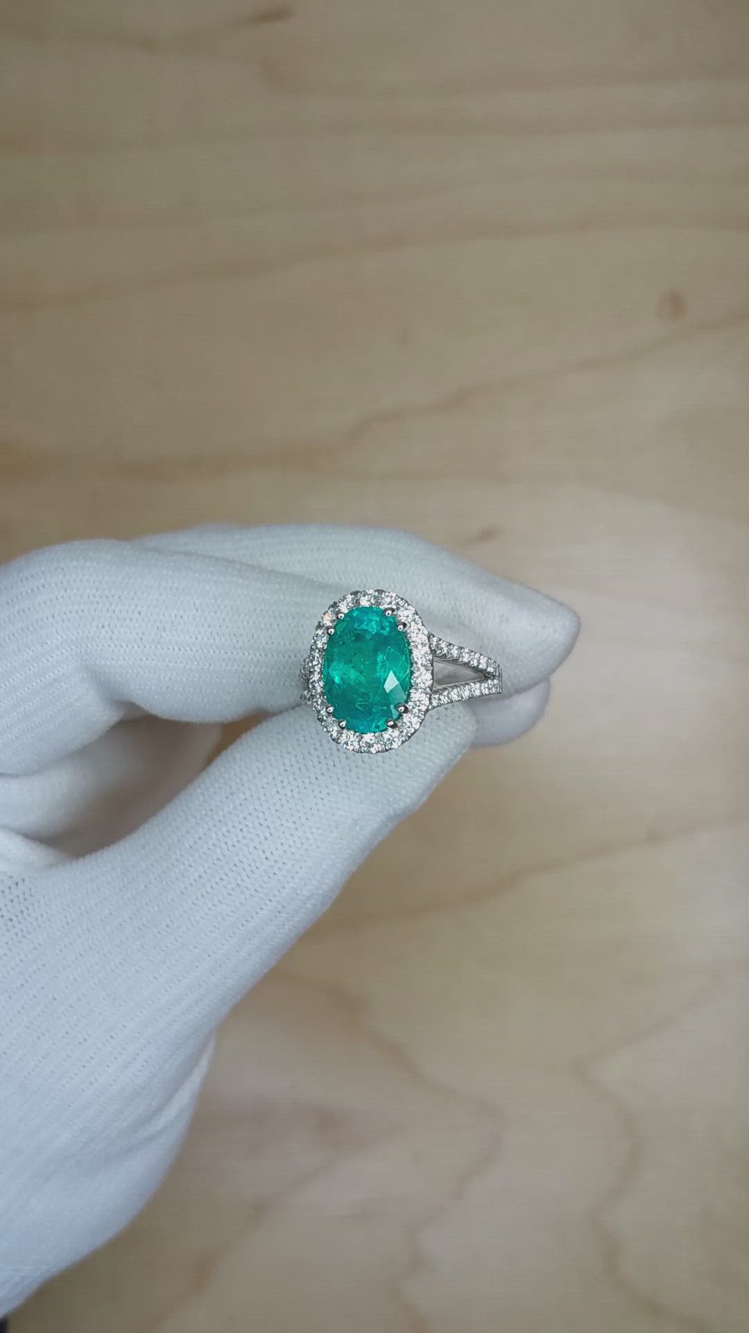4.09 Ct. Paraiba Tourmaline Natural Diamond Pave Ring, 18K White Gold Size Video