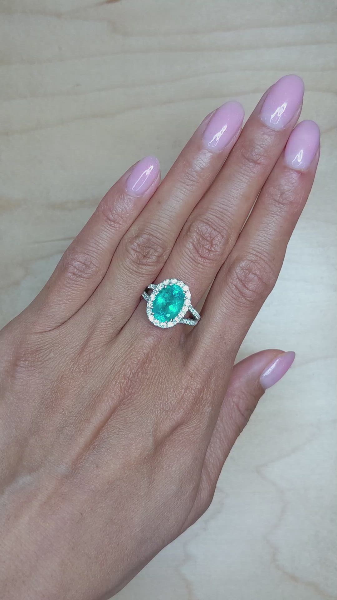 4.09 Ct. Paraiba Tourmaline Natural Diamond Pave Ring, 18K White Gold Size Video