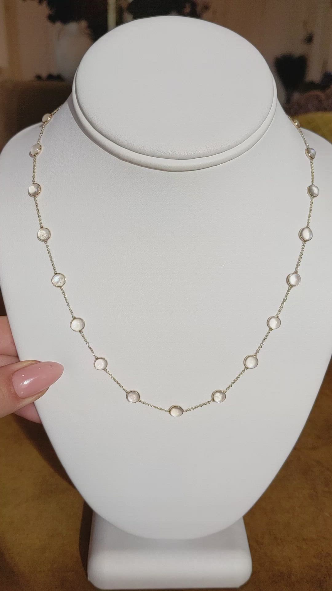 10.05 Ct. Moonstone Bezel Necklace, 14K Yellow Gold Size Video