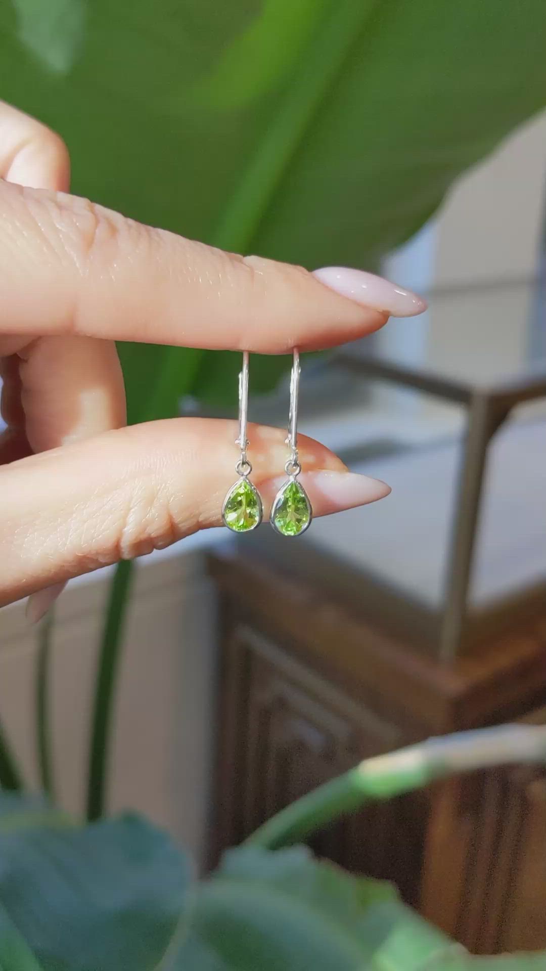 1.48 Ct.Tw. Peridot Antique Style Earrings, 14K White Gold Size Video