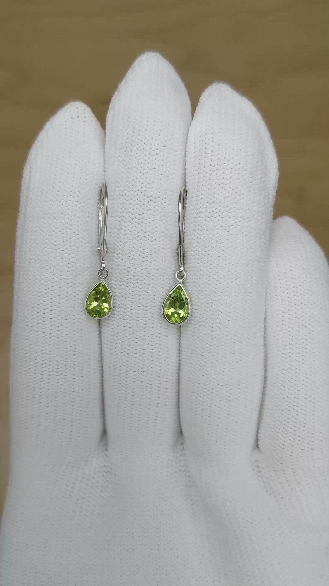 1.48 Ct.Tw. Peridot Antique Style Earrings, 14K White Gold Size Video