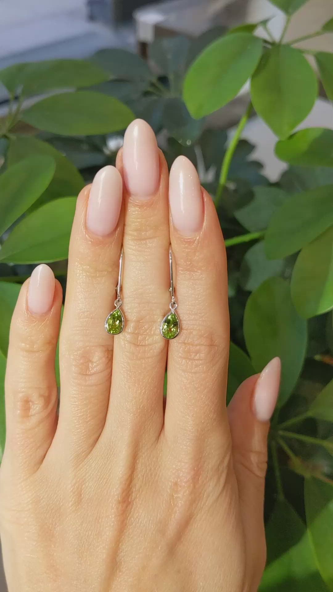 1.48 Ct.Tw. Peridot Antique Style Earrings, 14K White Gold Size Video