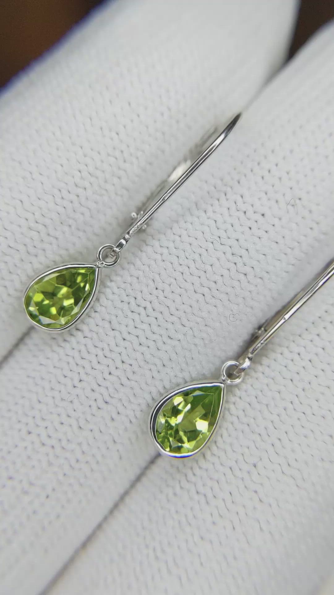 1.48 Ct.Tw. Peridot Antique Style Earrings, 14K White Gold Size Video