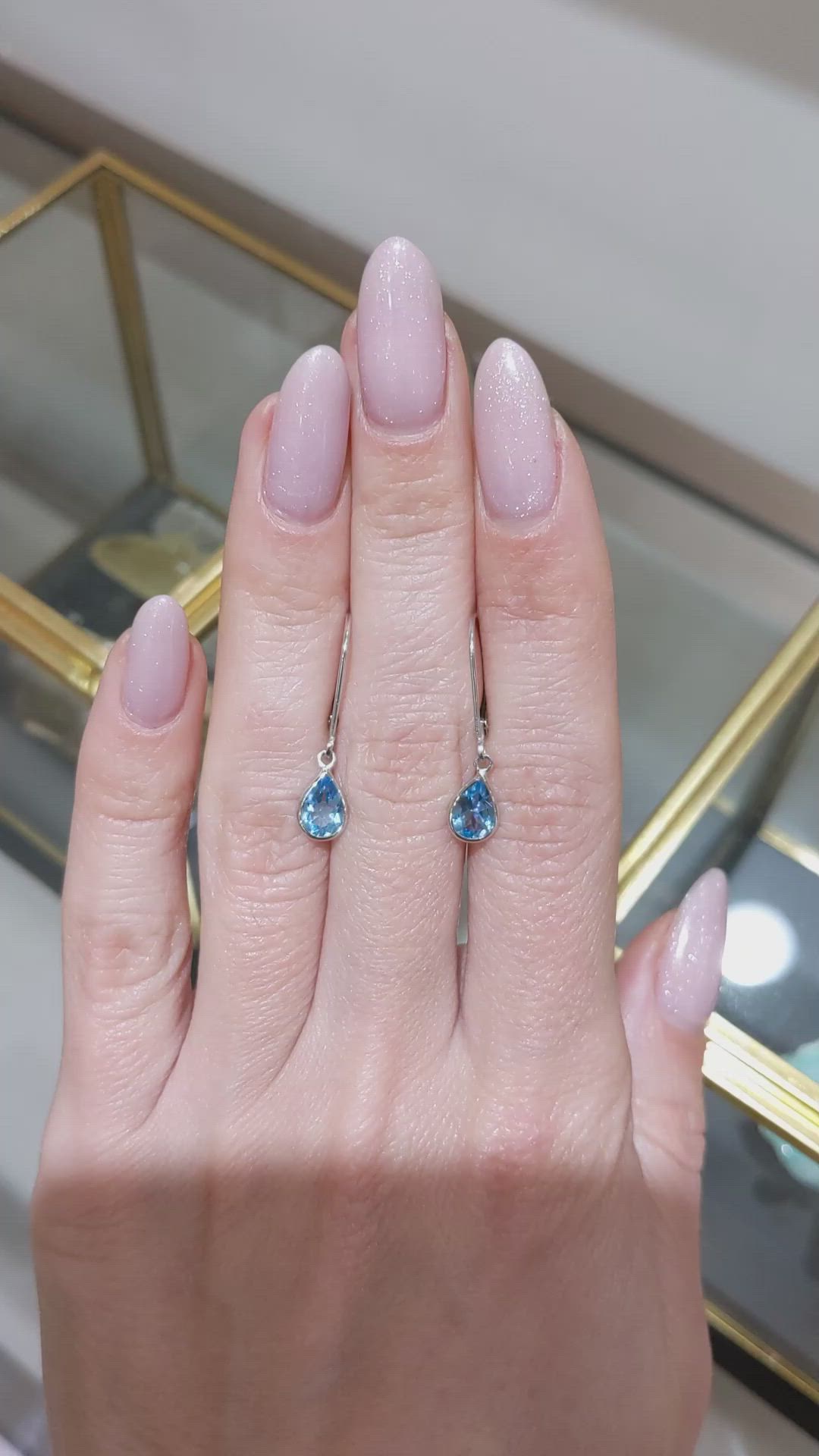 1.50&nbsp;Ct.Tw.Total Carat Weight Sky Blue Topaz Bezel Earrings, 14K White Gold Size Video