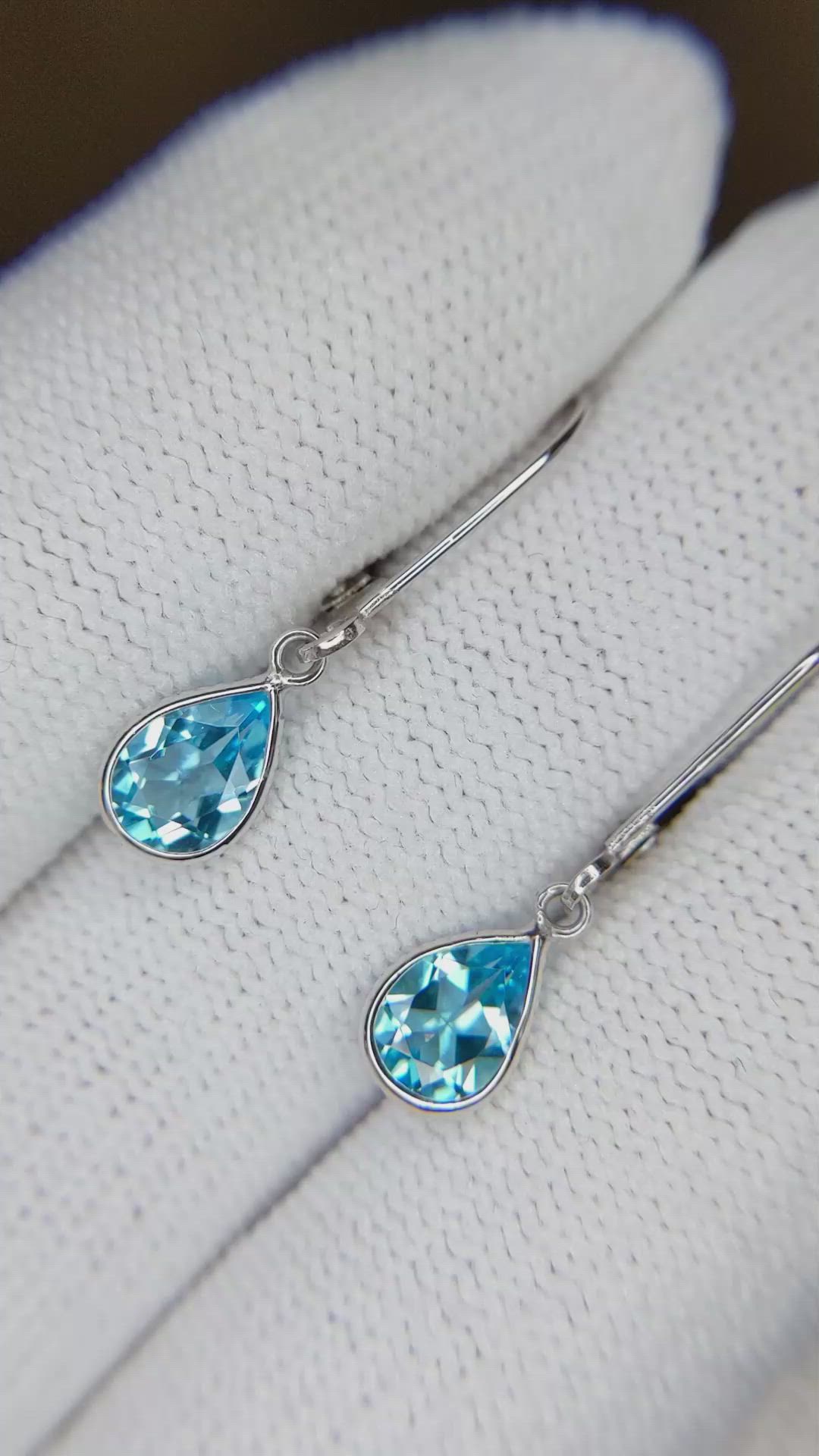 1.50&nbsp;Ct.Tw.Total Carat Weight Sky Blue Topaz Bezel Earrings, 14K White Gold Size Video