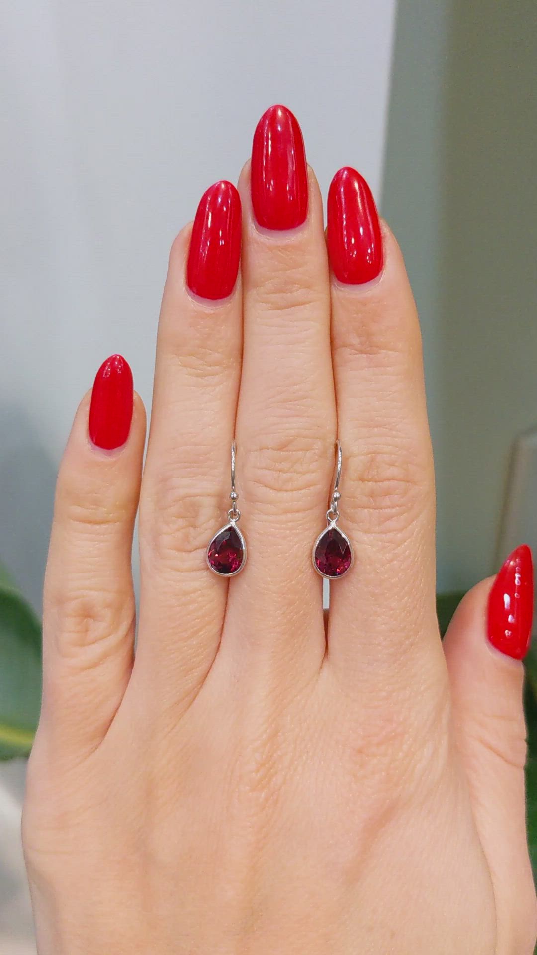 2.50&nbsp;Ct.Tw.Total Carat Weight Purplish Red Garnet Bezel Earrings, 14K White Gold Size Video