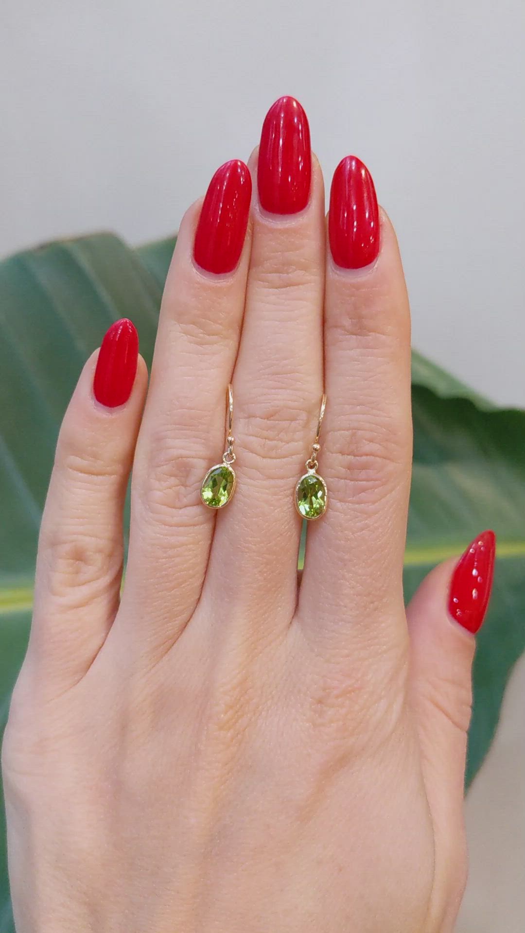 1.75&nbsp;Ct.Tw.Total Carat Weight Green Peridot Bezel Earrings, 14K Yellow Gold Size Video