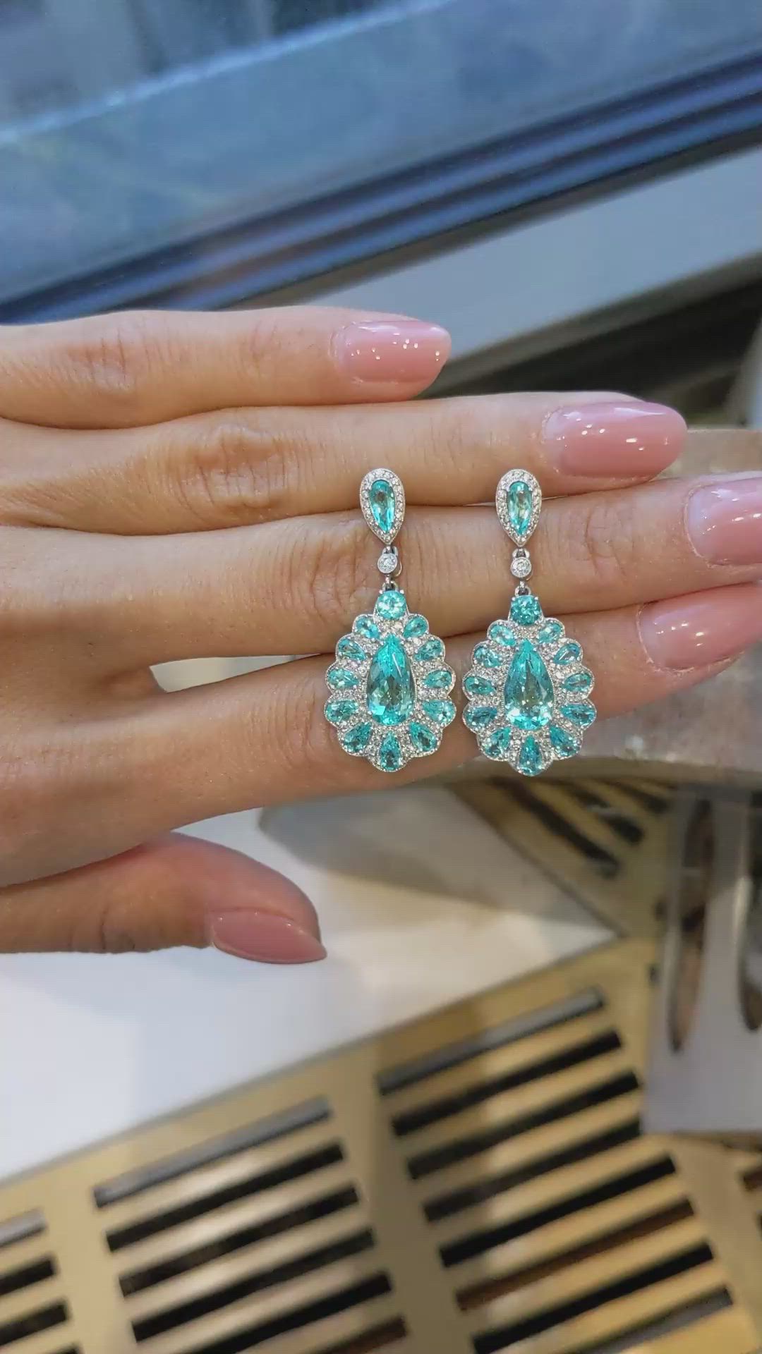 2.52 Ct.Tw. Paraiba Tourmaline Paraiba Tourmaline Studs Earrings, Platinum 950 Size Video