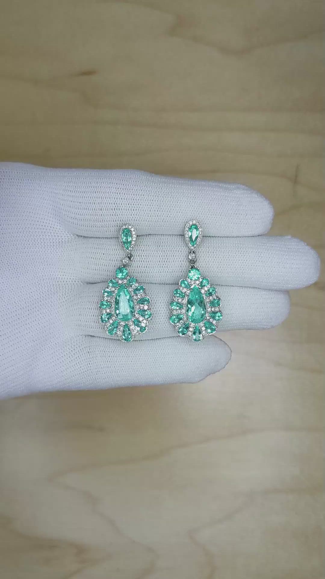 2.52 Ct.Tw. Paraiba Tourmaline Paraiba Tourmaline Studs Earrings, Platinum 950 Size Video