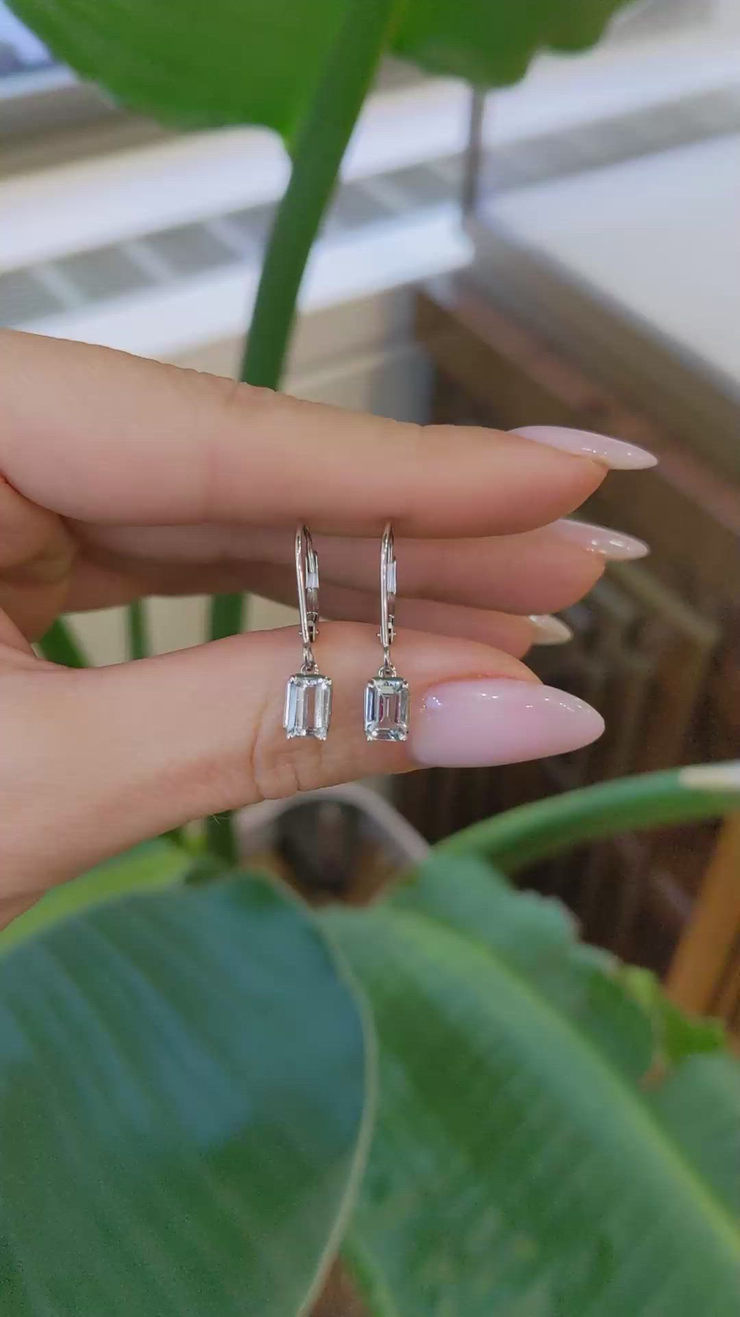 1.00 Ct.Tw. Aquamarine Drops Earrings, 14K White Gold Size Video