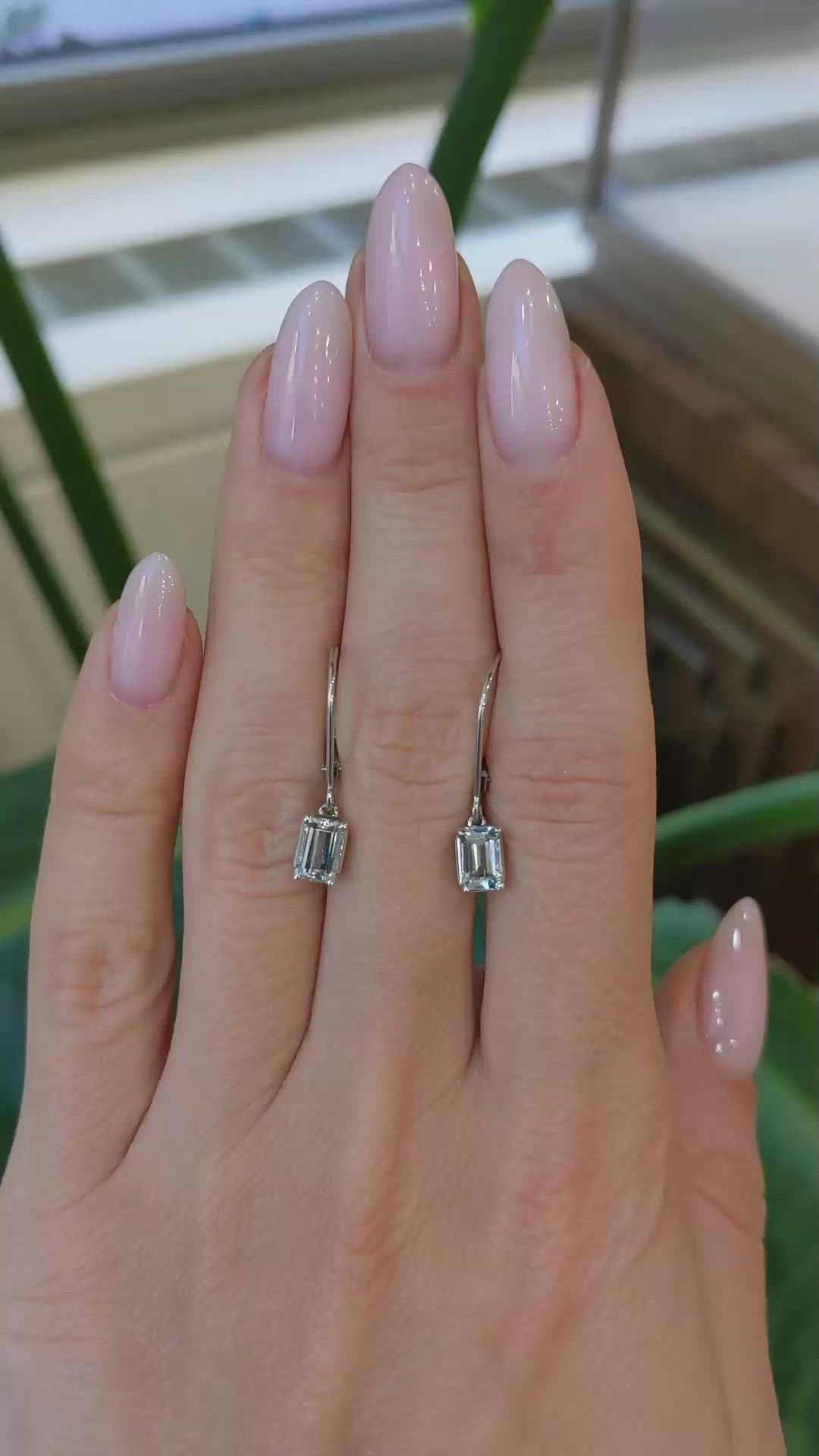 1.00 Ct.Tw. Aquamarine Drops Earrings, 14K White Gold Size Video