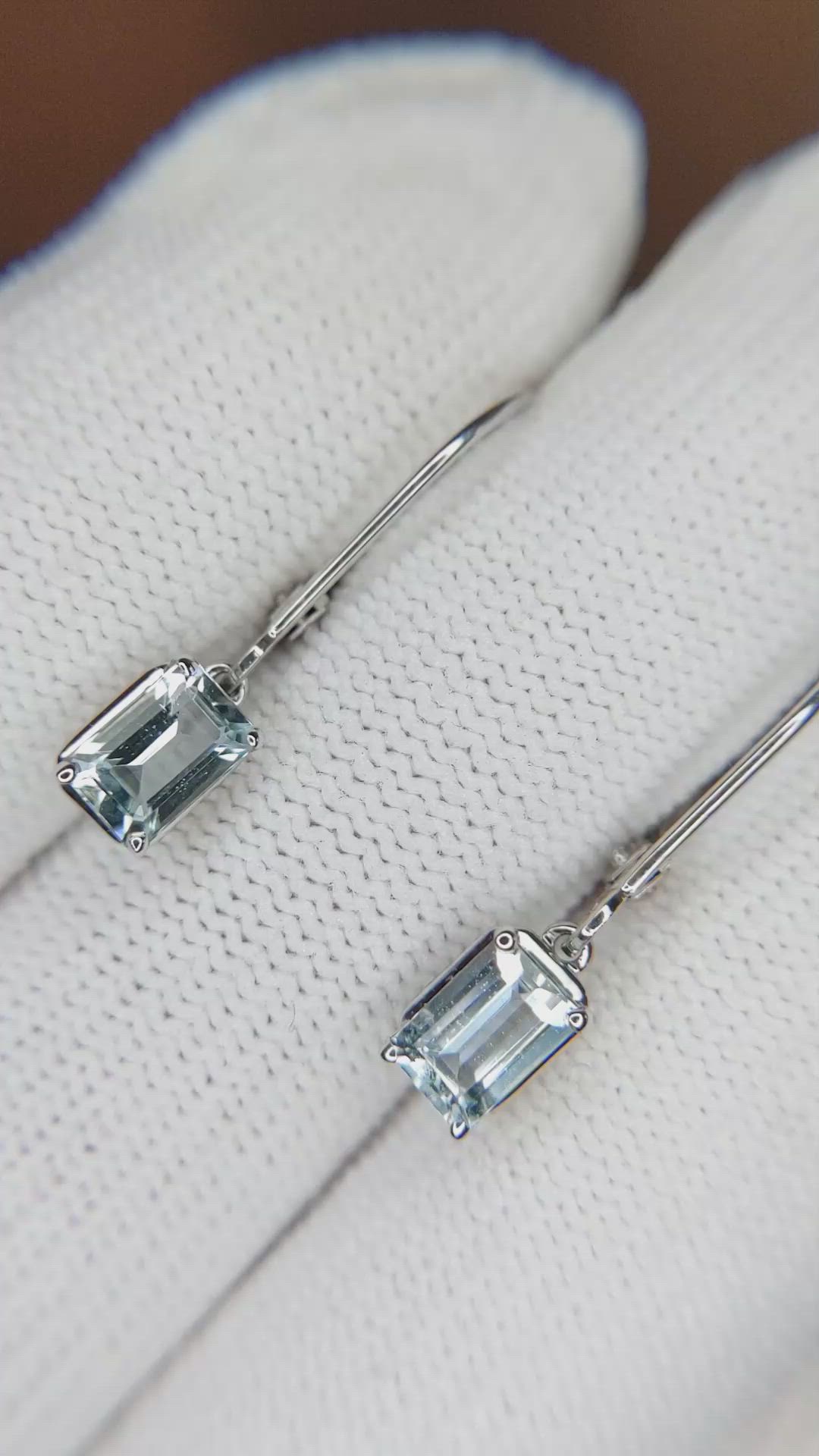 1.00 Ct.Tw. Aquamarine Drops Earrings, 14K White Gold Size Video