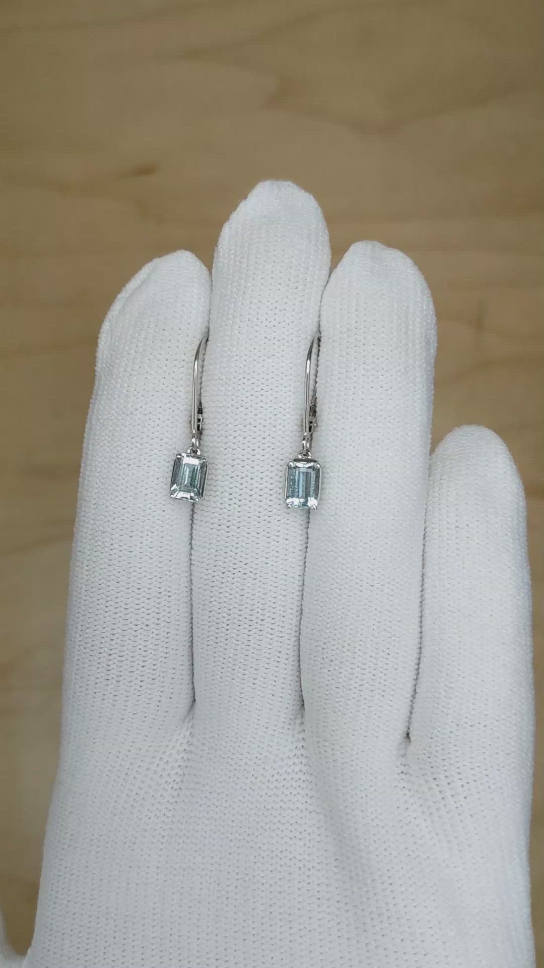 1.00 Ct.Tw. Aquamarine Drops Earrings, 14K White Gold Size Video