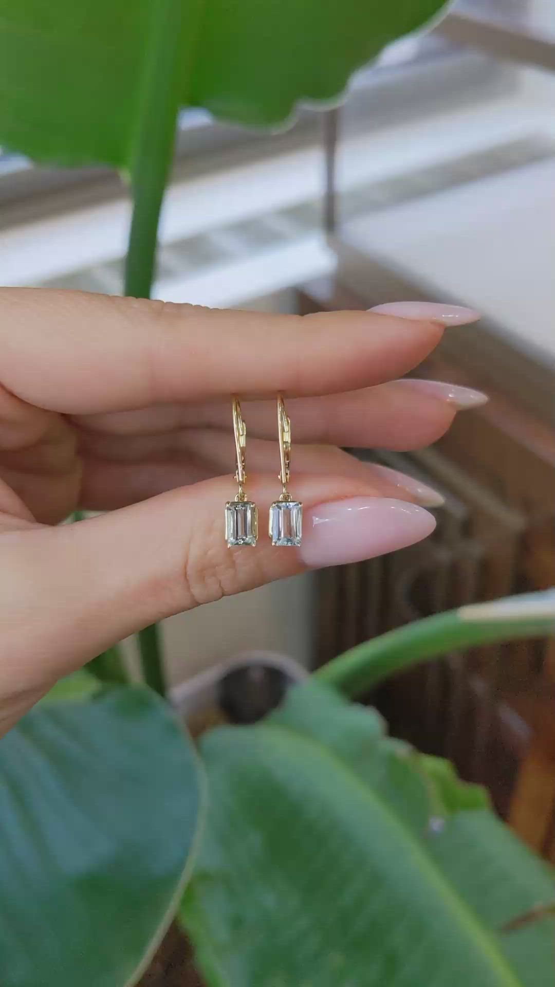 1.00 Ct.Tw. Aquamarine Drops Earrings, 14K Yellow Gold Size Video