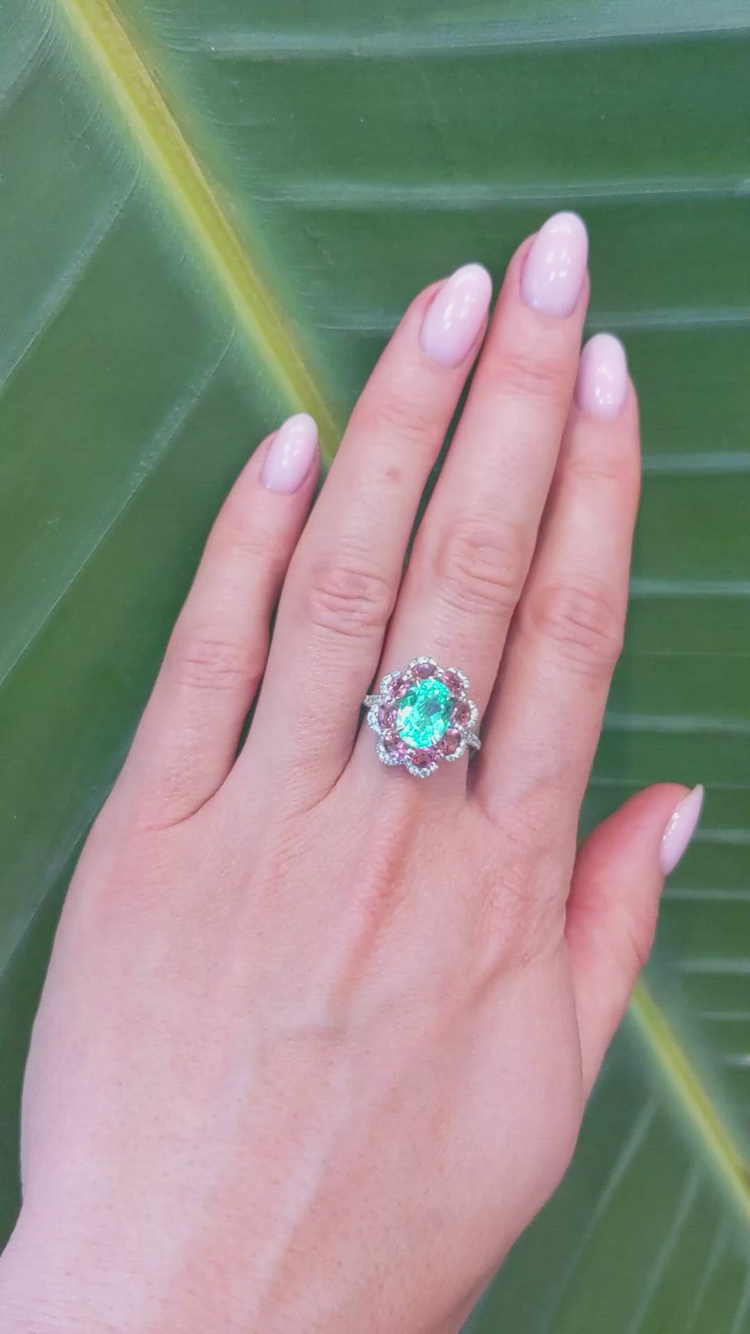 2.76 Ct. Paraiba Tourmaline Tourmaline Pave Ring, 18K Yellow & White Size Video