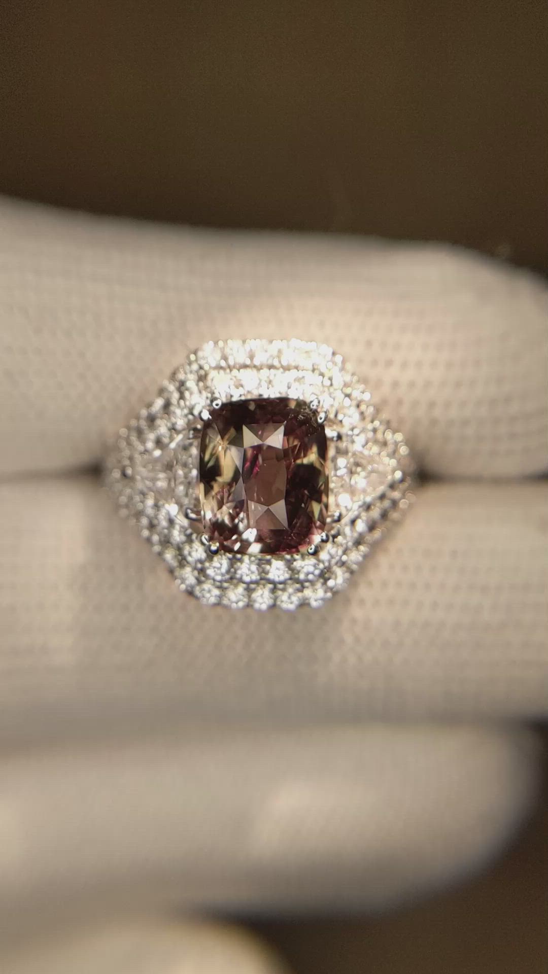 3.04 Ct. Alexandrite Natural Diamond Three Stone Ring, 18K White Gold Size Video