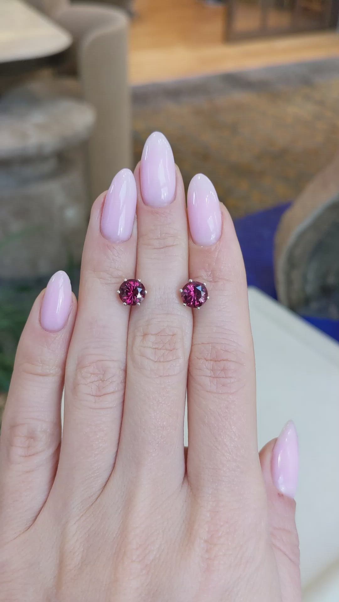 2.61&nbsp;Ct.Tw.Total Carat Weight Red Garnet Studs Earrings, 14K White Gold Size Video