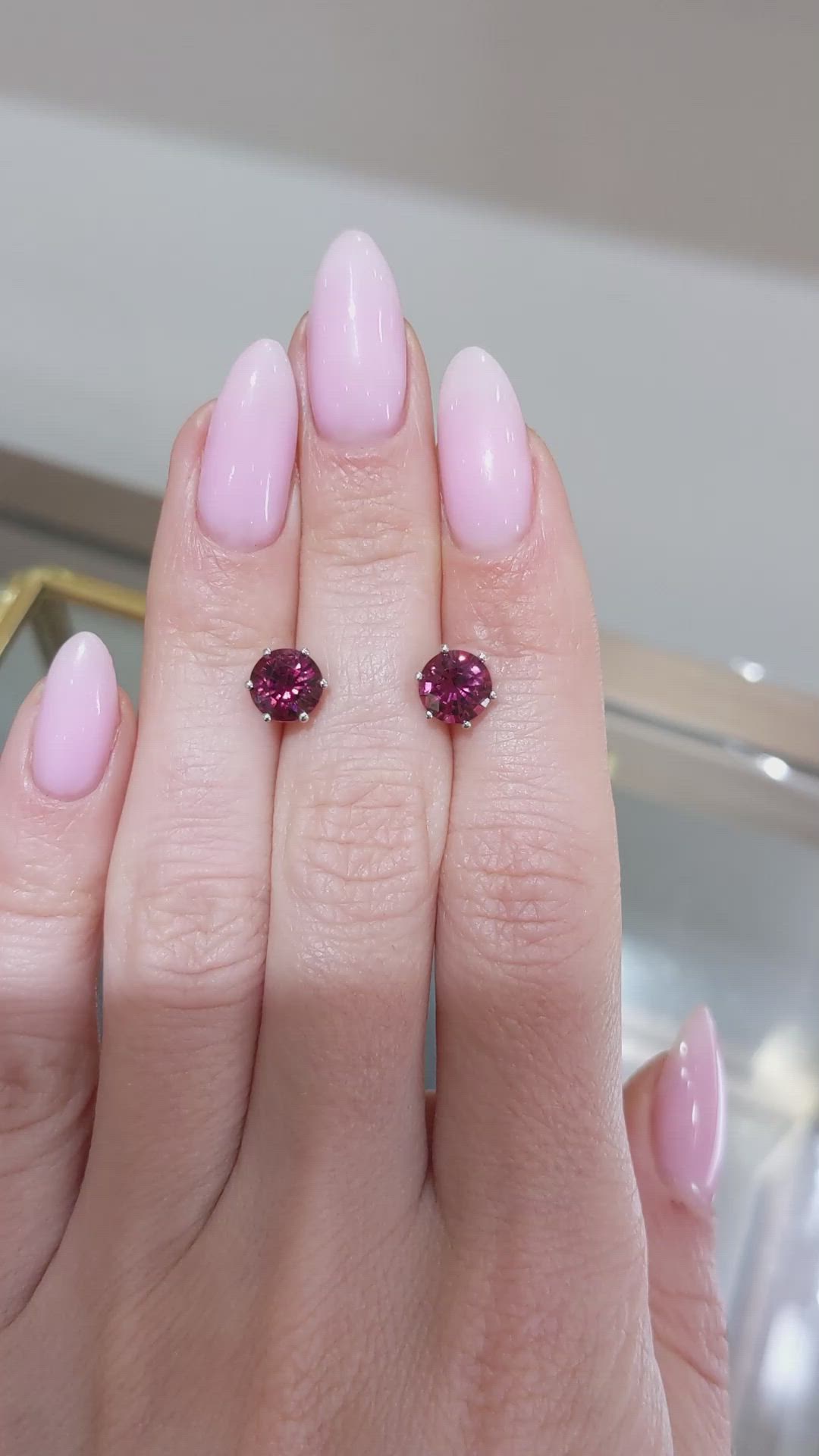 2.61&nbsp;Ct.Tw.Total Carat Weight Red Garnet Studs Earrings, 14K White Gold Size Video