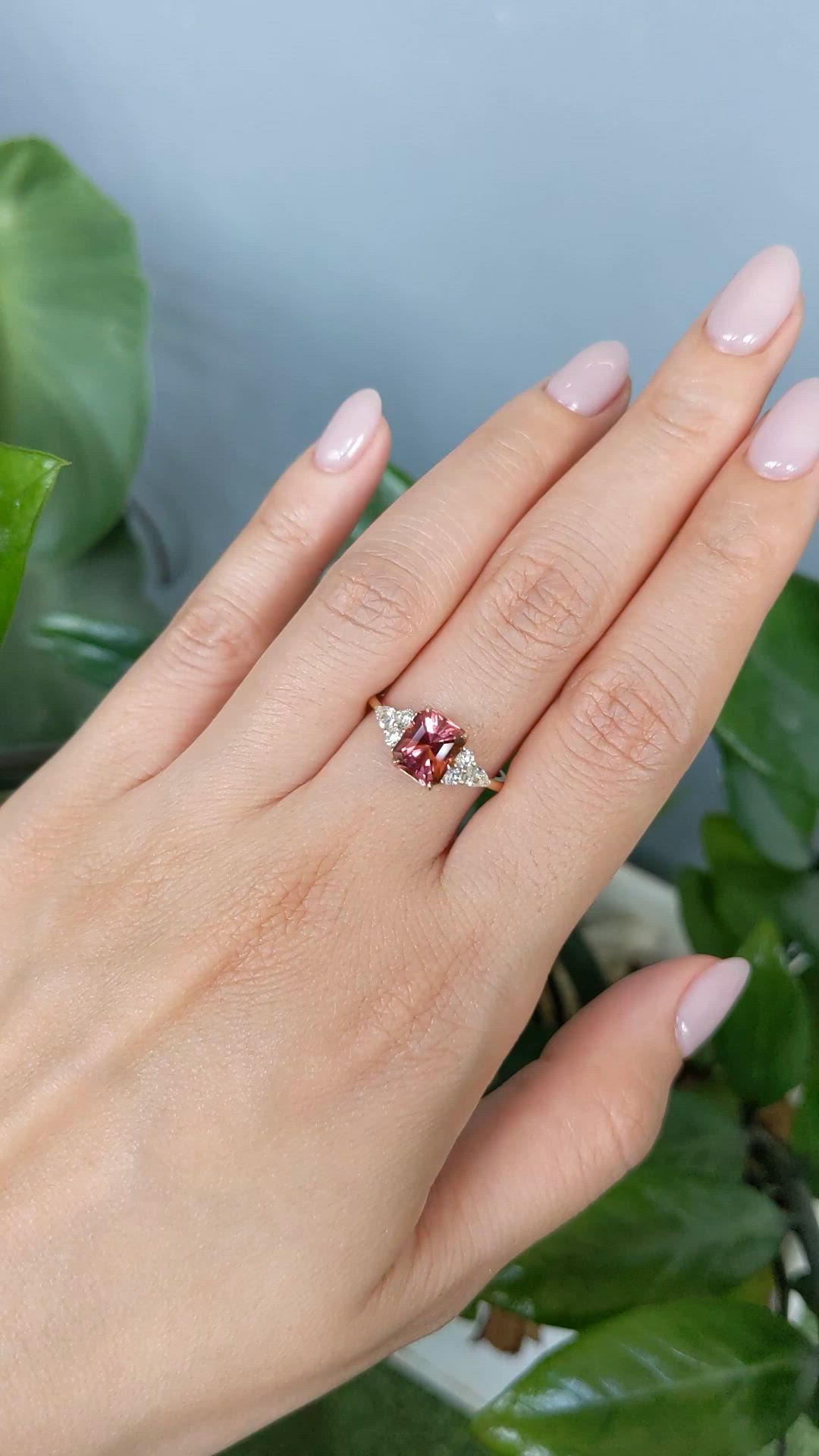 1.94 Ct. Pink Tourmaline and Natural Diamond Accent Stones Ring, 14K Yellow Gold Size Video