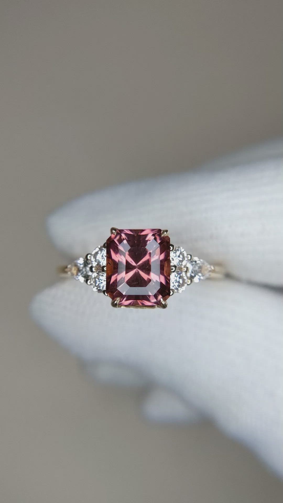 1.94 Ct. Pink Tourmaline and Natural Diamond Accent Stones Ring, 14K Yellow Gold Size Video