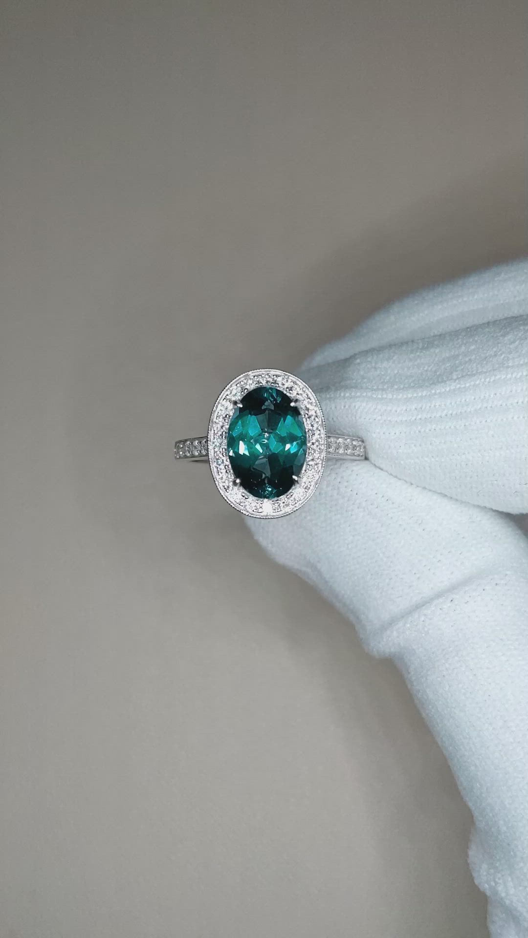 4.03 Ct. London Blue Topaz and Natural Diamond Pave Ring, 18K White Gold Size Video