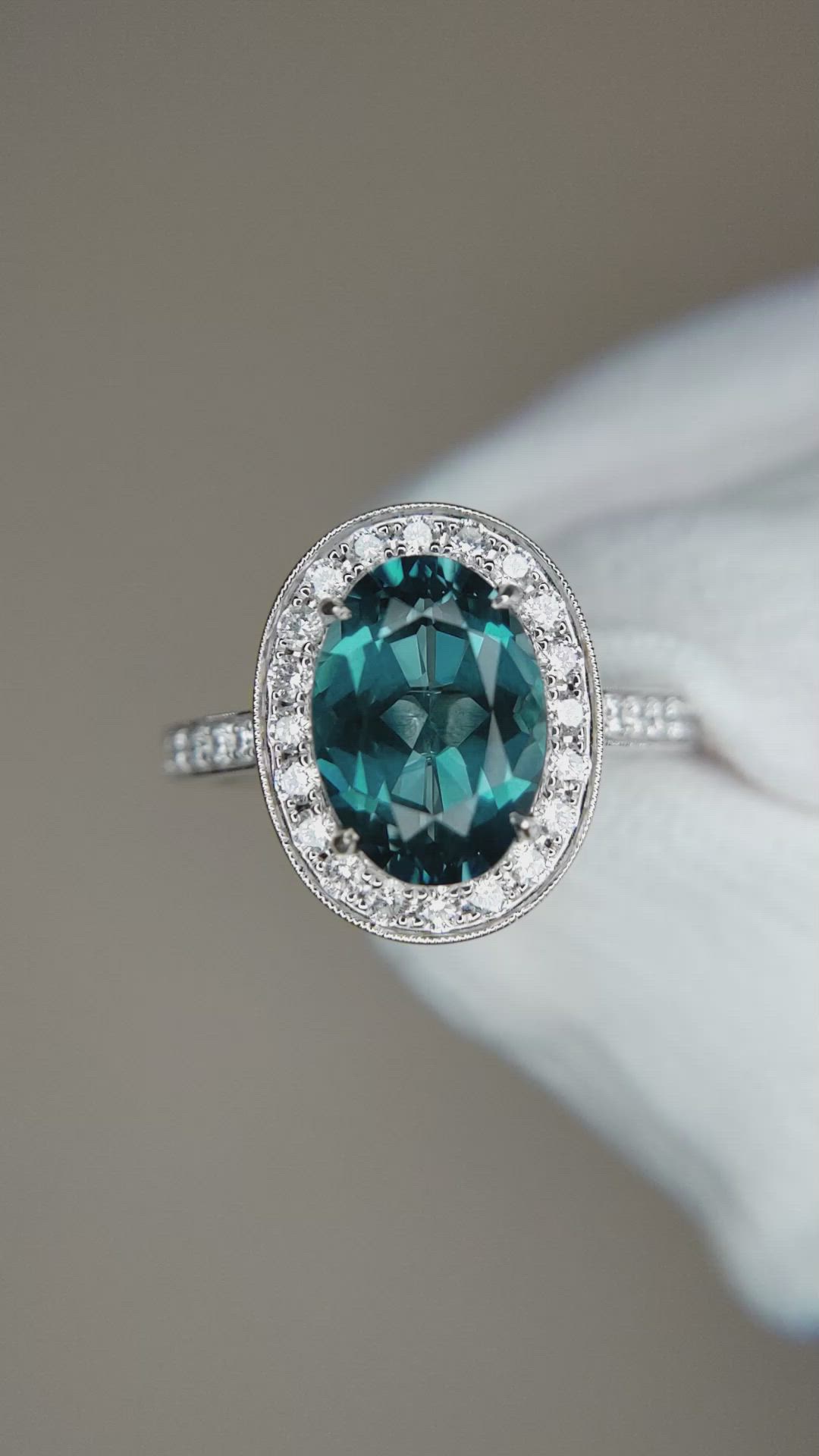 4.03 Ct. London Blue Topaz and Natural Diamond Pave Ring, 18K White Gold Size Video