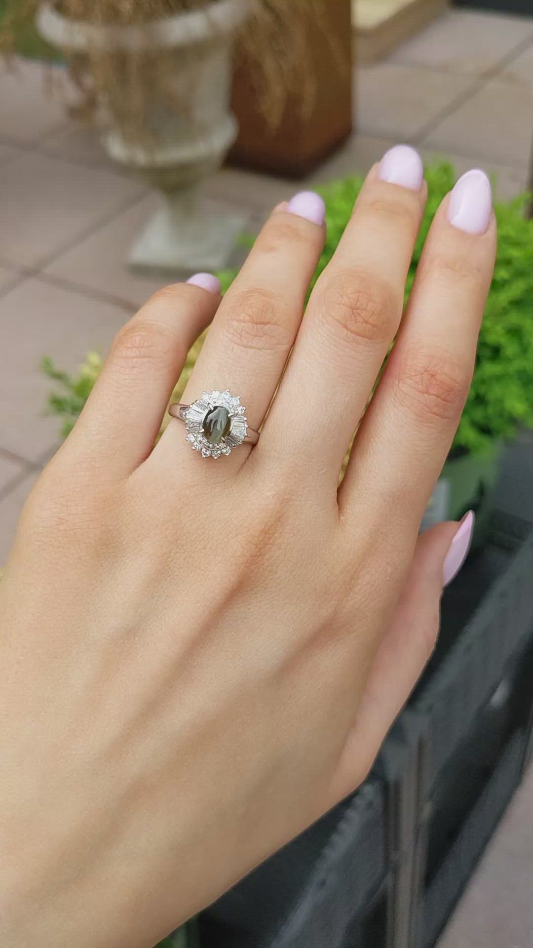 0.80 Ct. Alexandrite and Natural Diamond Pave Ring, Platinum 950 Size Video