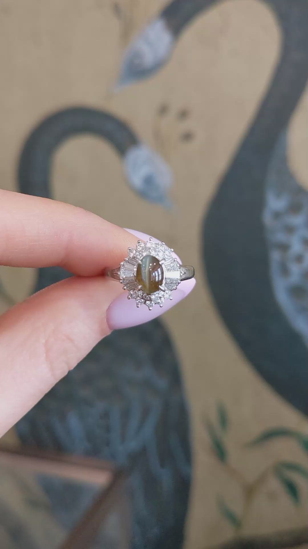 0.80 Ct. Alexandrite and Natural Diamond Pave Ring, Platinum 950 Size Video