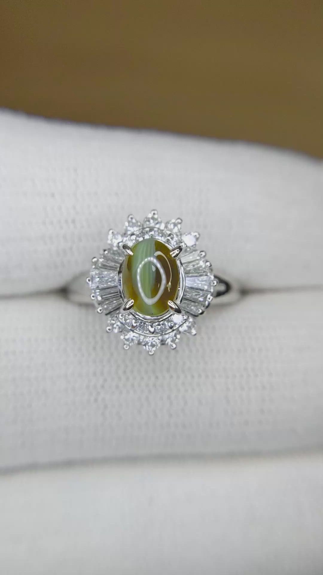 0.80 Ct. Alexandrite and Natural Diamond Pave Ring, Platinum 950 Size Video