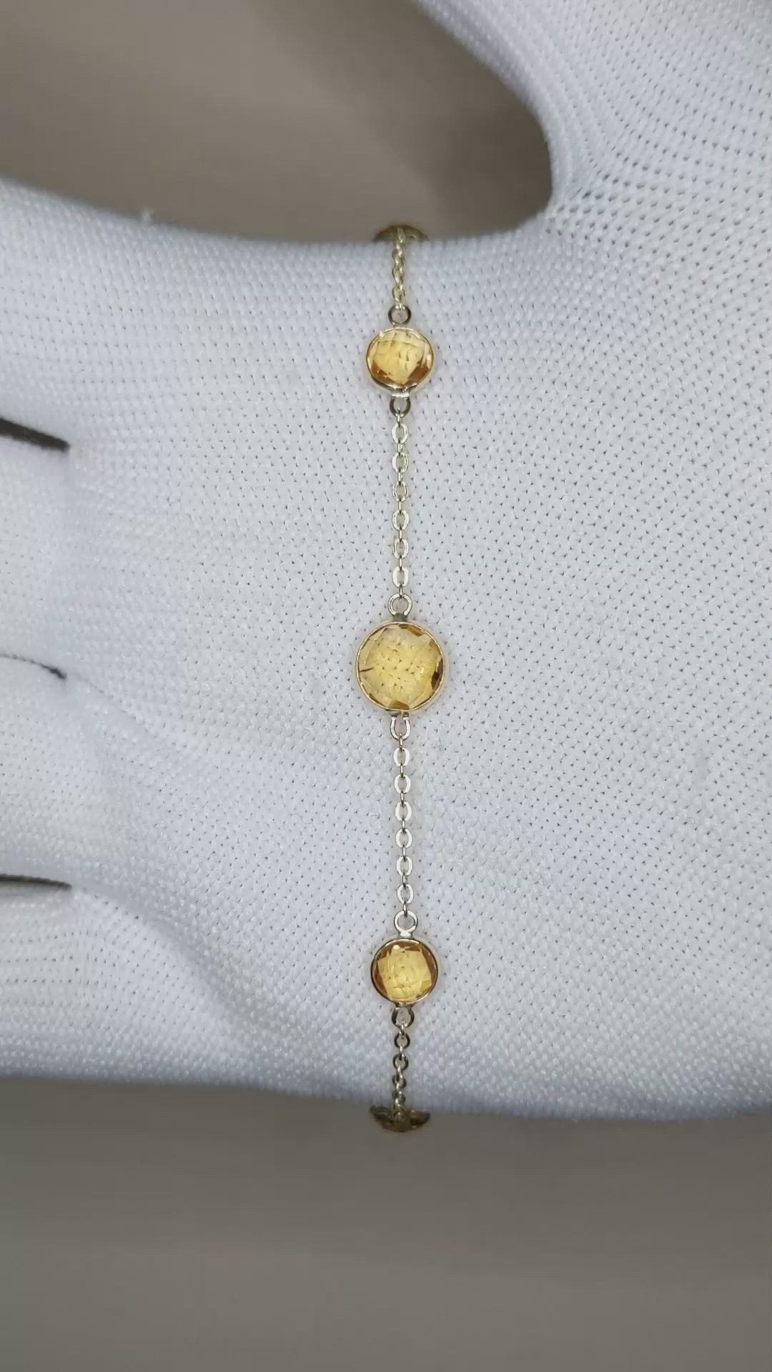 3.13&nbsp;Ct.Tw.Total Carat Weight Orangish Yellow Citrine Bezel Bracelet, 10K Yellow Gold Size Video