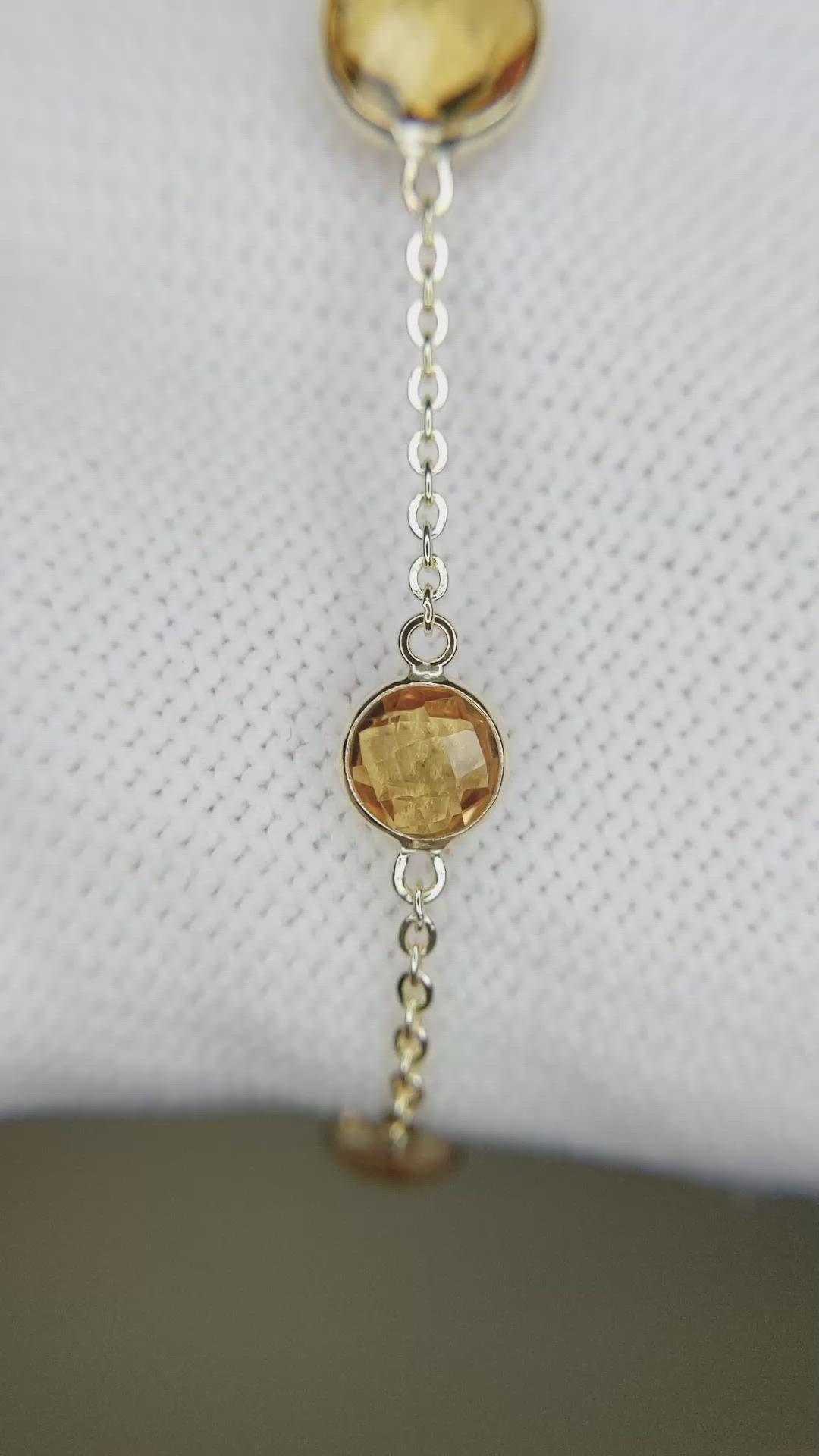 3.13&nbsp;Ct.Tw.Total Carat Weight Orangish Yellow Citrine Bezel Bracelet, 10K Yellow Gold Size Video