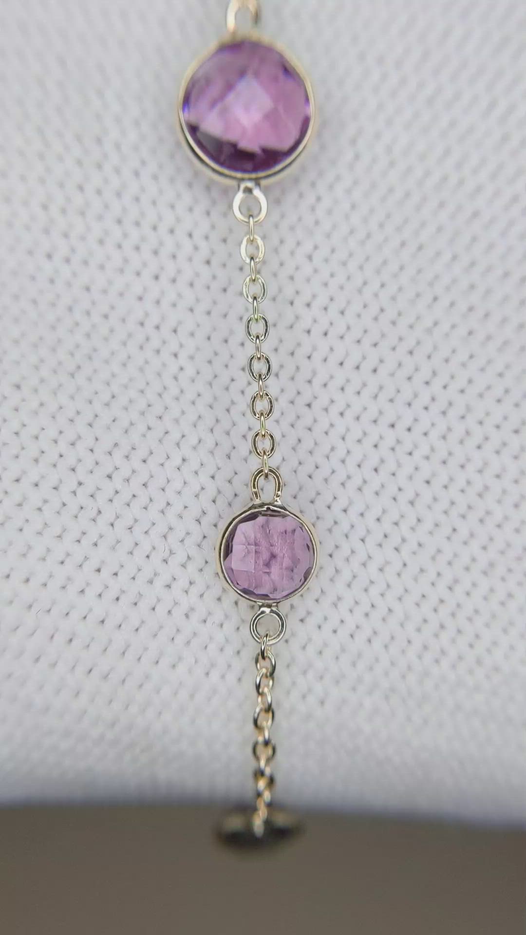 2.63 Ct.Tw.Total Carat Weight Purple Amethyst Bezel Bracelet, 10K Yellow Gold Size Video