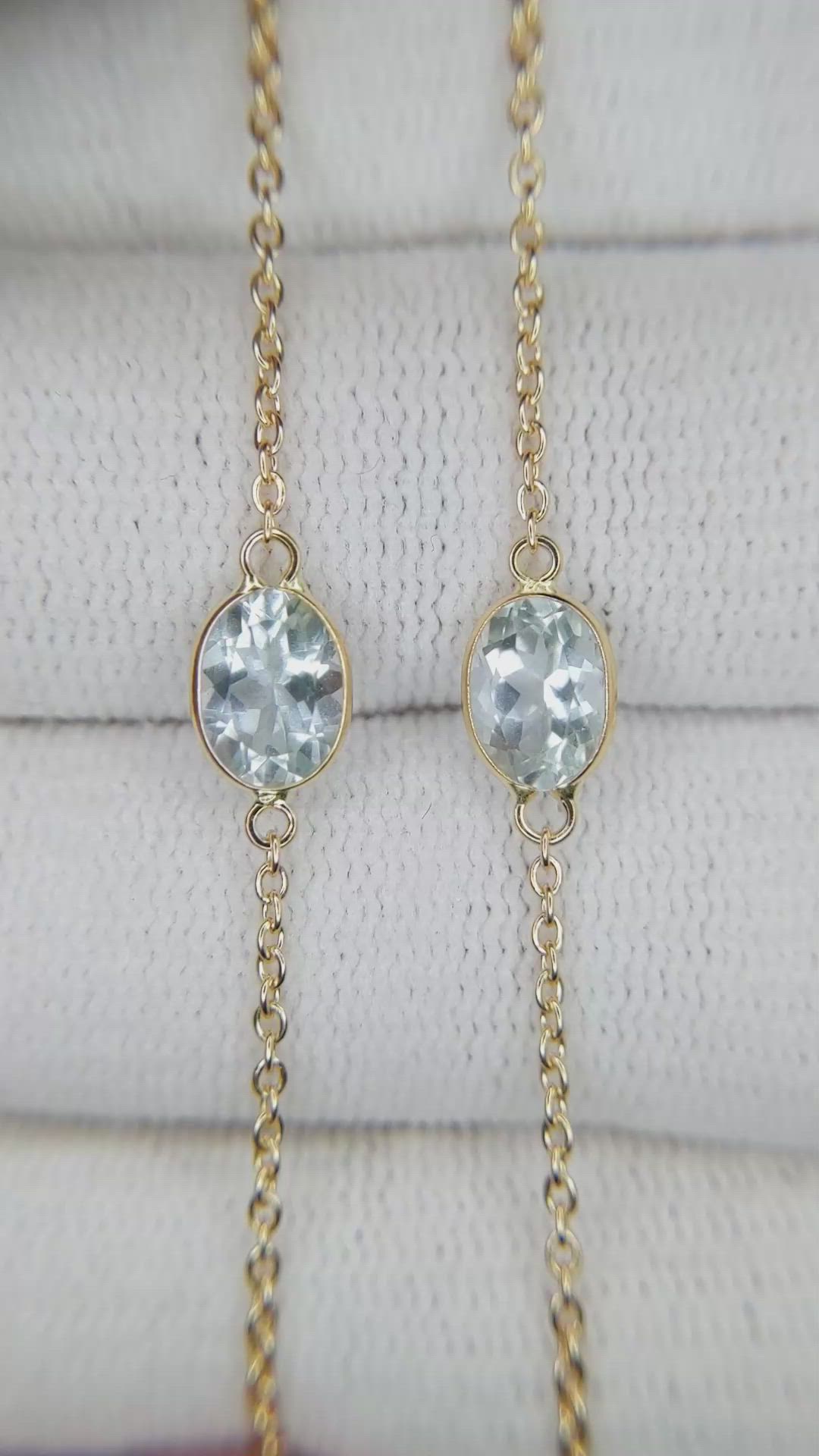 5.30 Ct. Blue Aquamarine Bezel Necklace, 18K Yellow Gold Size Video