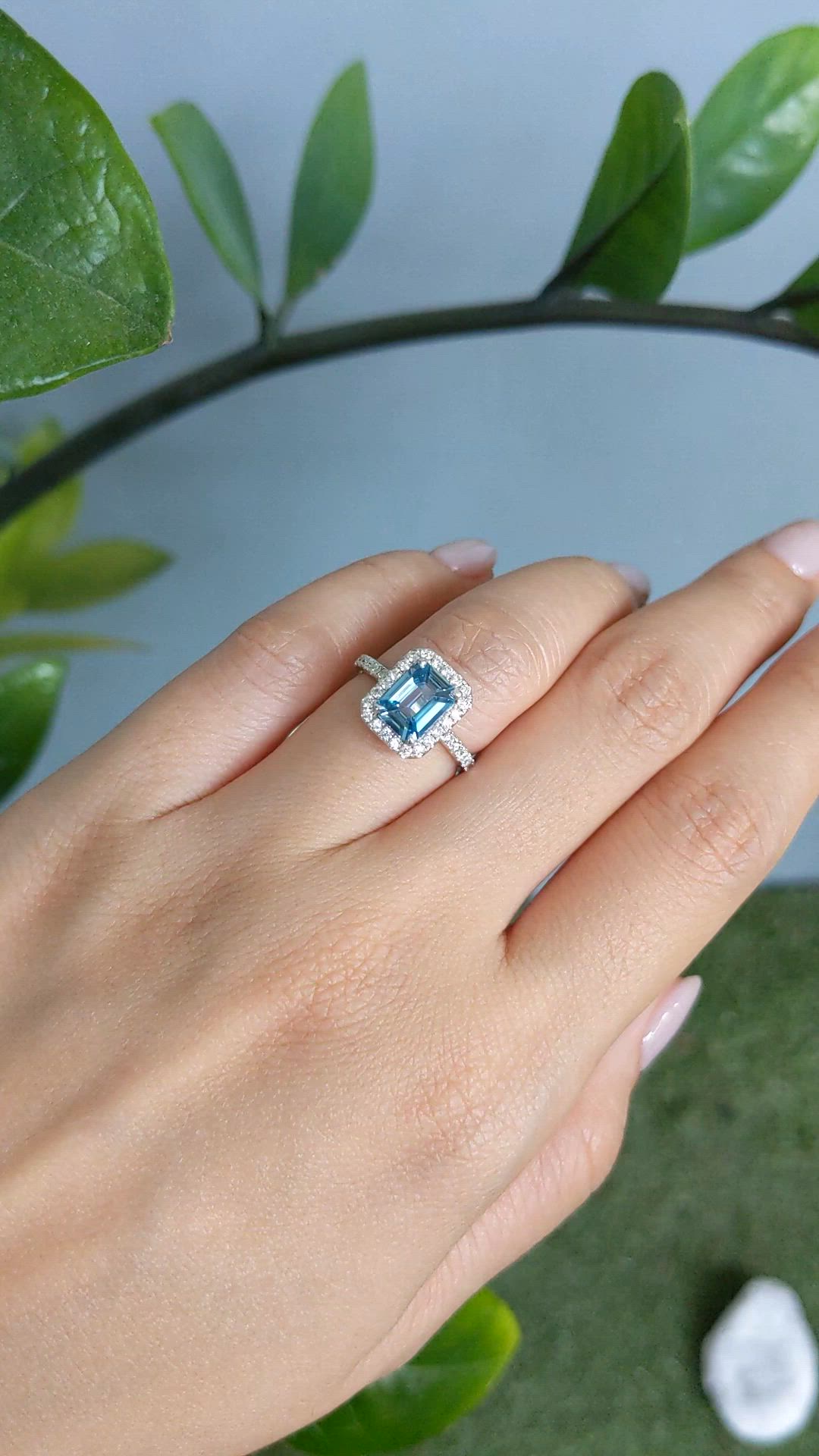 1.93 Ct. Blue Zircon and Natural Diamond Pave Ring, Platinum 950 Size Video