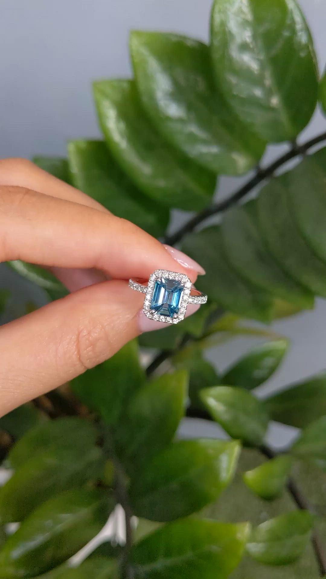 1.93 Ct. Blue Zircon and Natural Diamond Pave Ring, Platinum 950 Size Video