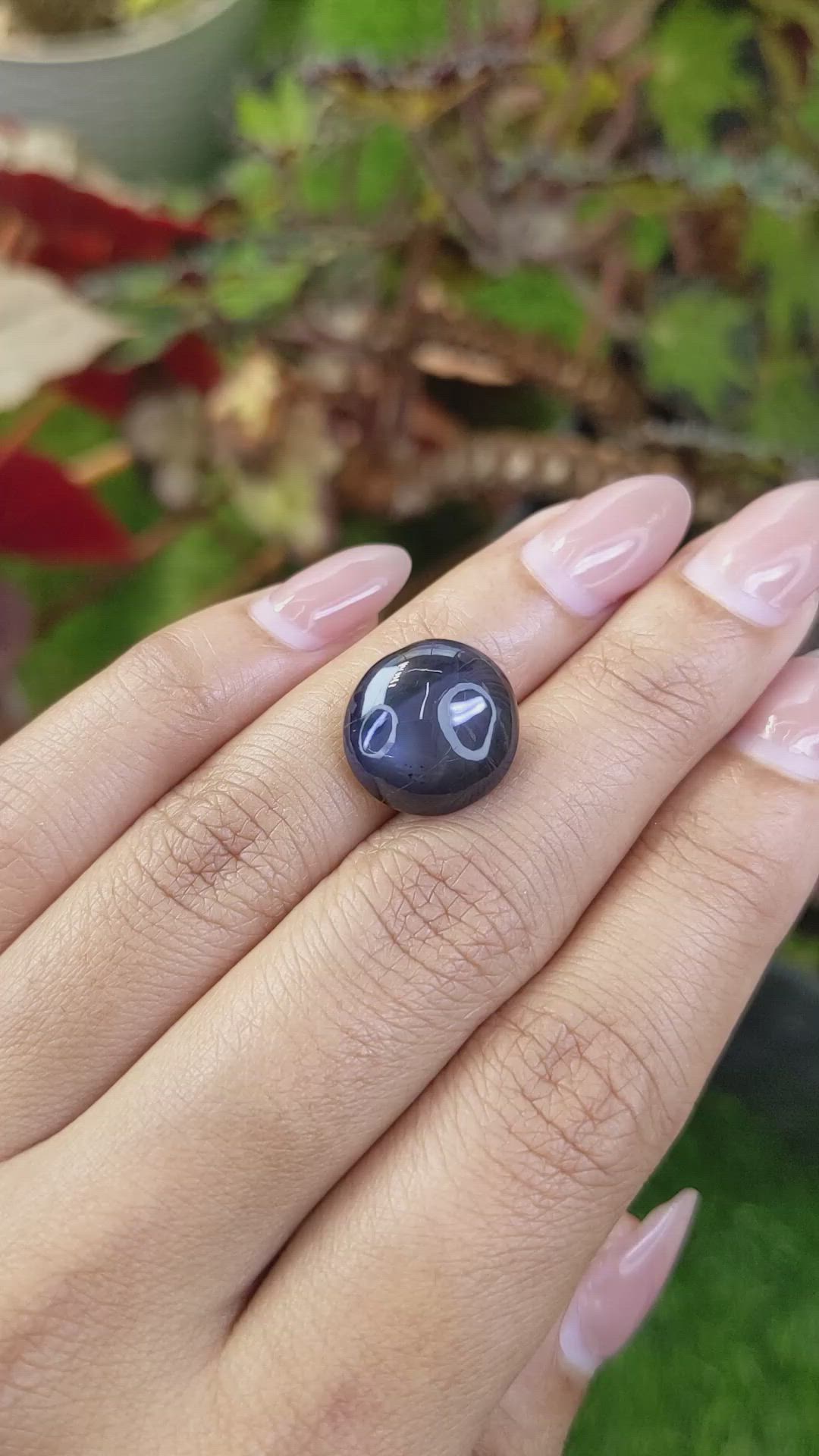 13.86 Ct. Purplish Blue Cabochon Star Spinel from Ceylon (Sri Lanka) Size Video