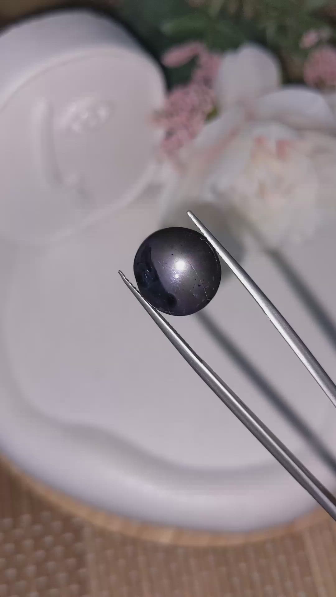 13.86 Ct. Purplish Blue Cabochon Star Spinel from Ceylon (Sri Lanka) Size Video