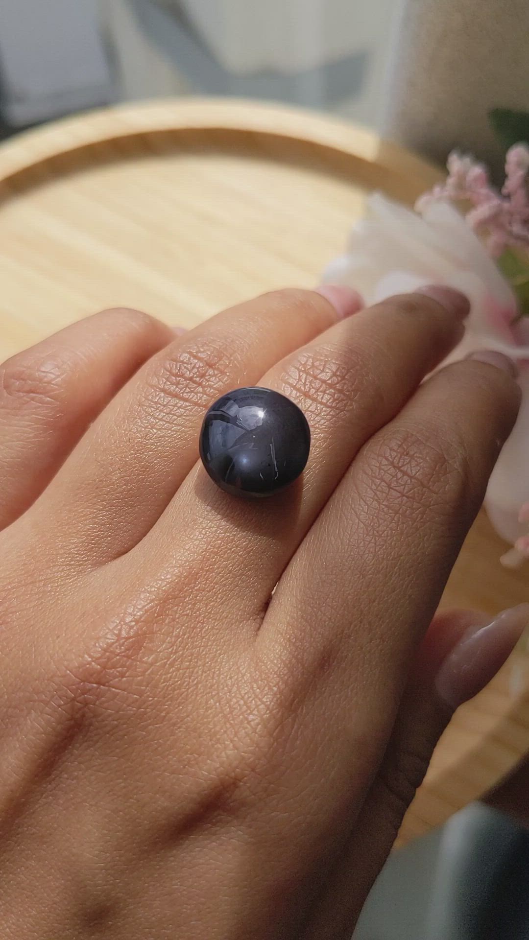 13.86 Ct. Purplish Blue Cabochon Star Spinel from Ceylon (Sri Lanka) Size Video